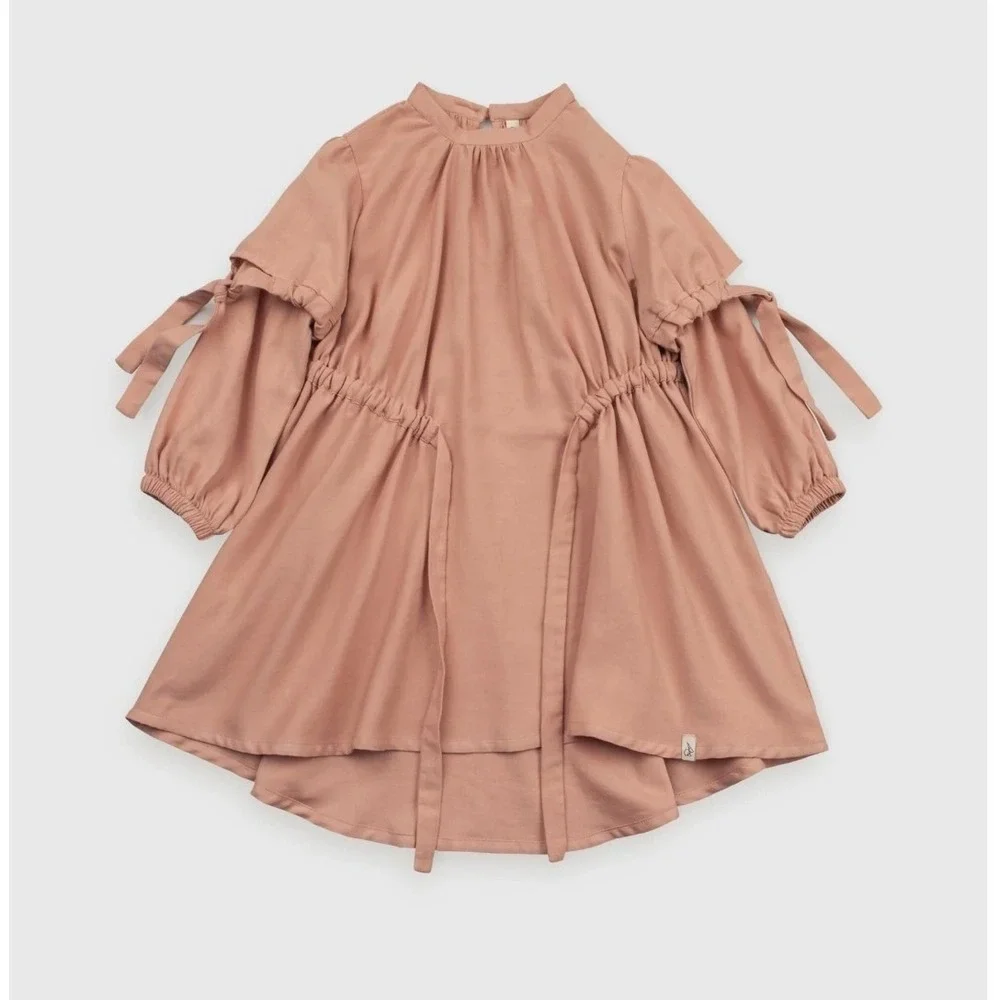 Bonnie & The Gang Amari Dress 100% Organic Cotton Dusty Rose Long Sleeve 16Y